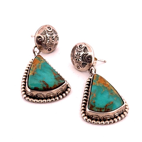 Mike Platero Jewelry - Vintage Mike Platero 925 Sterling Silver and Turquoise earrings